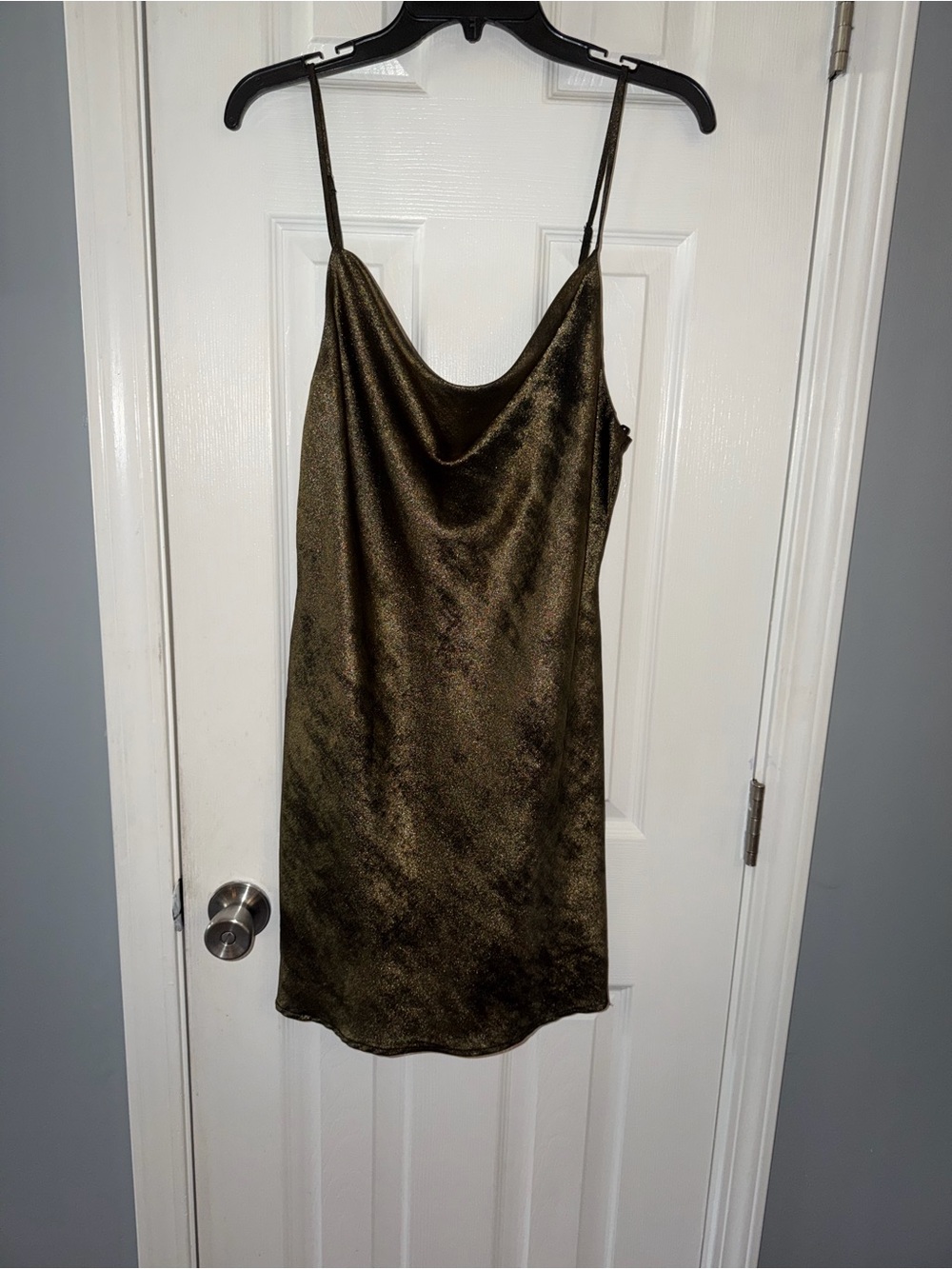 Forever 21 Metallic Olive Sheen Slip Dress - Picture 1 of 5